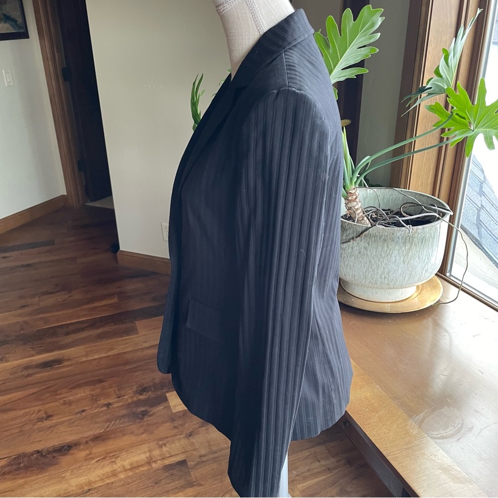 Anne Klein 2 Black Cotton Striped Blazer & Pants Suit Set size 6 - Picture 3 of 15